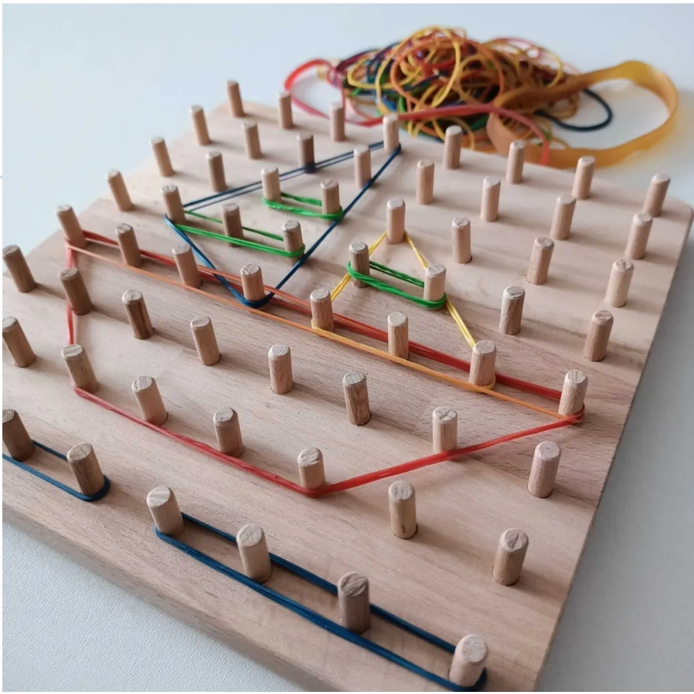 Geoboard Lastikli Şekiller Montessori Geometri Oyunu (8*8)