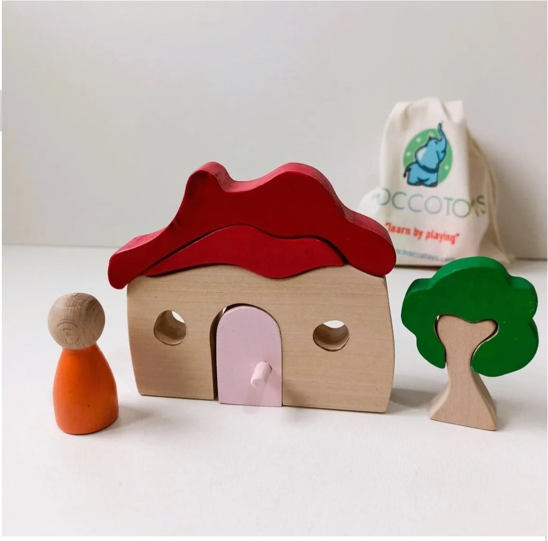 Tak Çıkar Puzzle Waldorf Evi ve Ağaçlar (8 Parça)