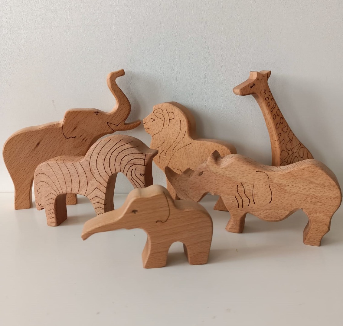 Montessori  Safari Hayvanlar Seti (Masif Ahşap)