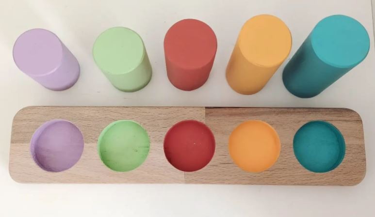 Montessori Toddler Silindir Renk Eşleştirme Oyunu Montessori Toddler Silindir Renk Eşleştirme Oyunu