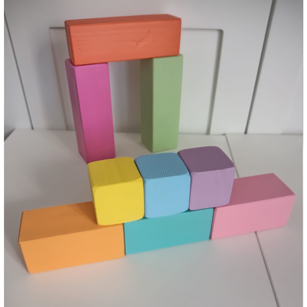 Montessori Renkli Ahşap Denge ve Yapı Blokları (Yaratıcı İnşa Oyunu)