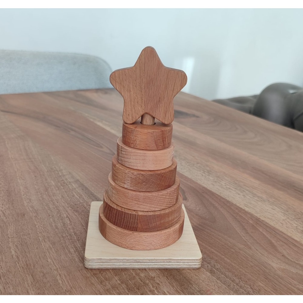 Montessori Doğal Ahşap Halka Dizme Oyunu