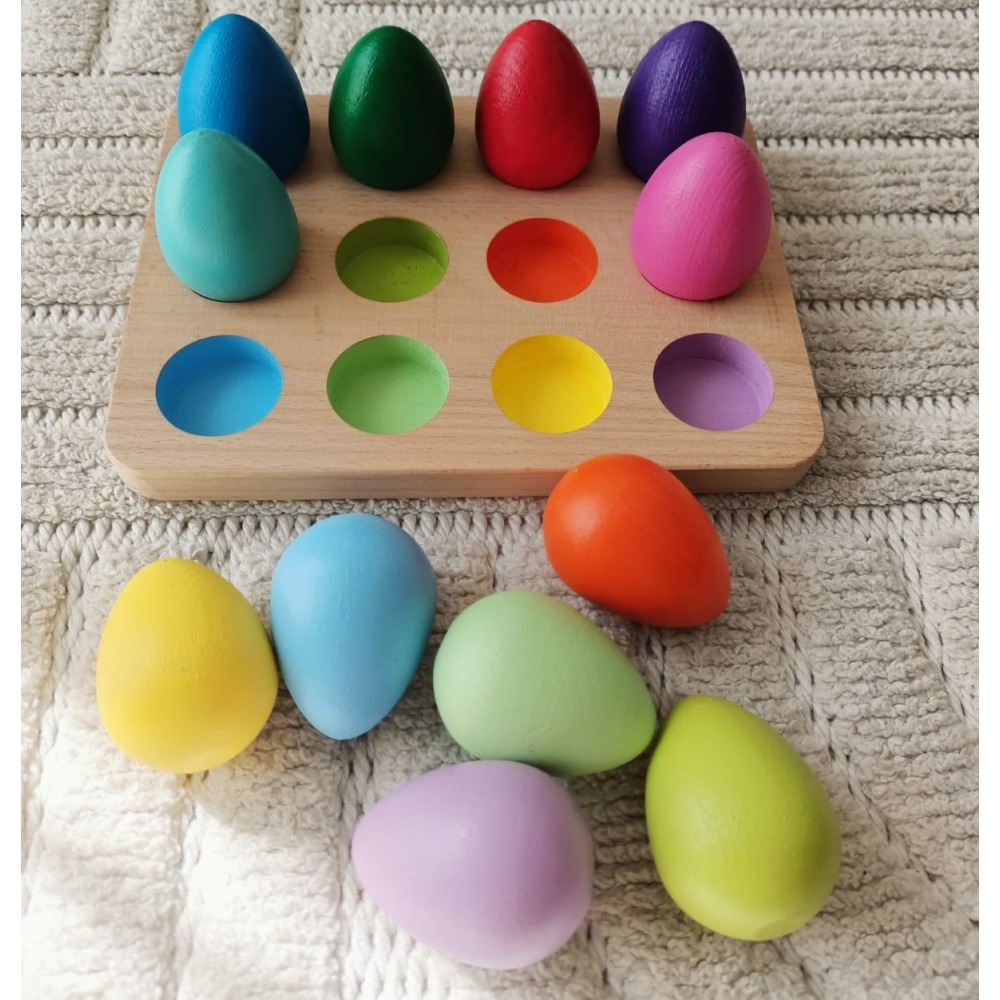 Waldorf Eşleştirme Tablalı Yumurtalar - (9 Renk)