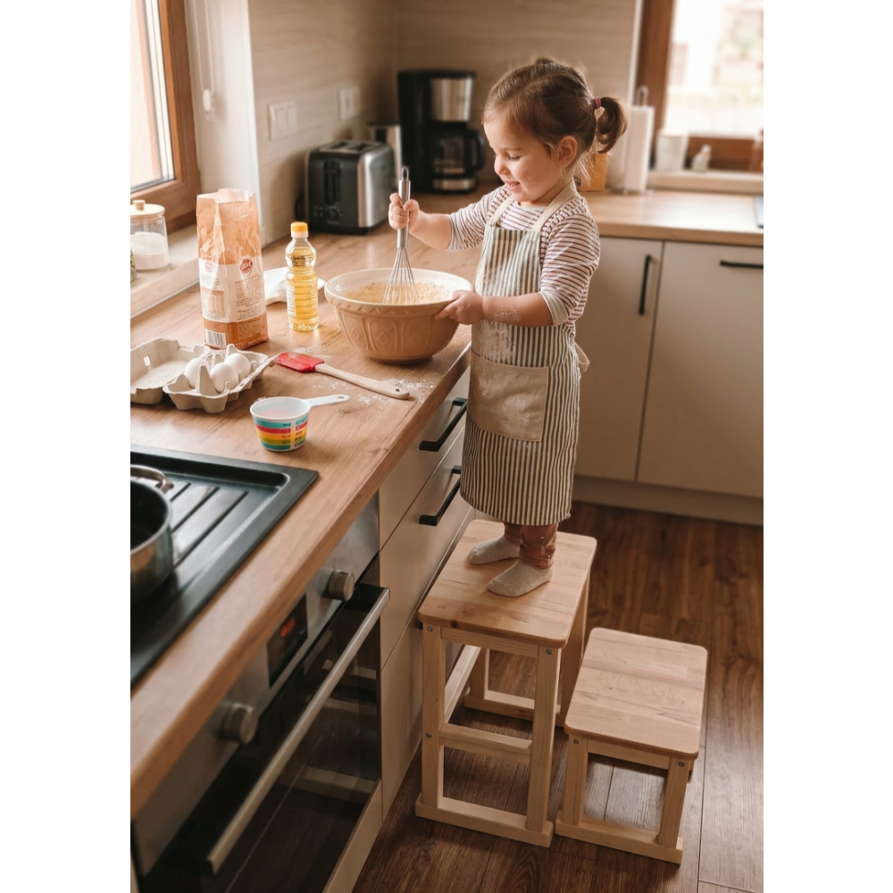 Montessori Aktivite Masası & Tabure Set & Öğrenme Kulesi & Basamak Merdiven 4 lü set